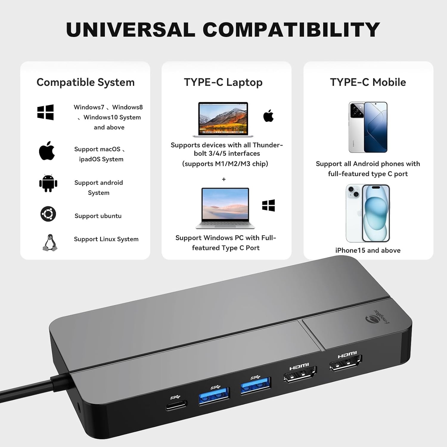NÖRDIC USB-C Telakointiasema 1-10 2xHDMI 4K60Hz 1xPD100W 1xRJ45 GigaLan 1xSD/MicroSD 2xUSB-A 1xUSB-C 1xAudio-tuki MacBook M1, M2, M3 ja M4