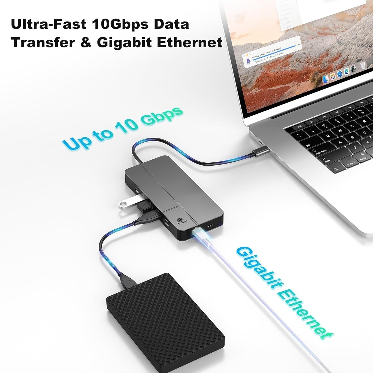 NÖRDIC USB-C Telakointiasema 1-10 2xHDMI 4K60Hz 1xPD100W 1xRJ45 GigaLan 1xSD/MicroSD 2xUSB-A 1xUSB-C 1xAudio-tuki MacBook M1, M2, M3 ja M4