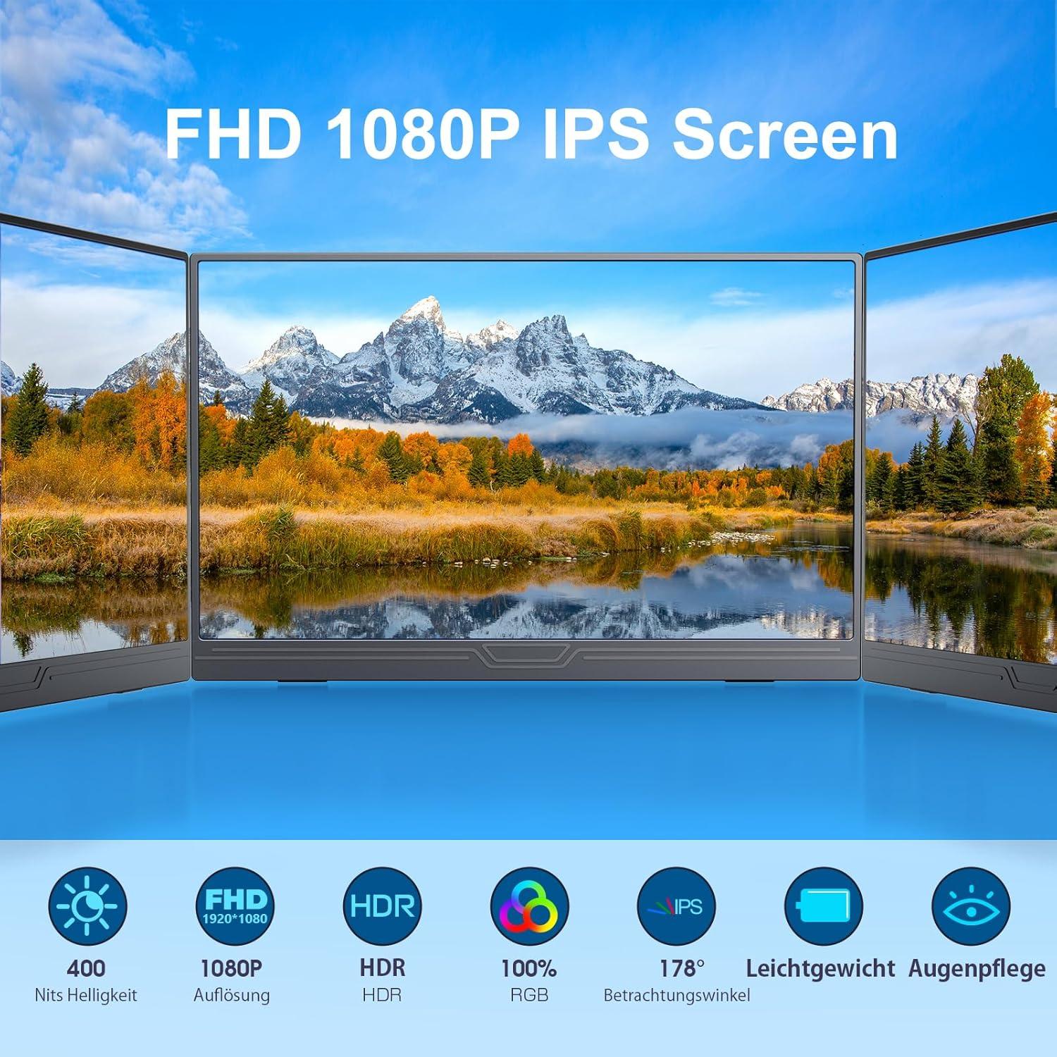 NÖRDIC USB-C & HDMI Kannettava LCD-näyttö 15,6" 1920x1080p 60Hz