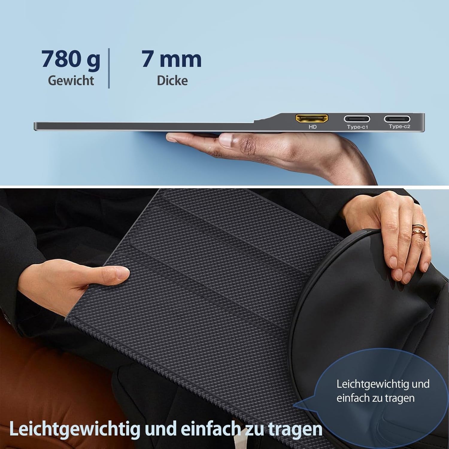 NÖRDIC USB-C & HDMI Kannettava LCD-näyttö 15,6" 1920x1080p 60Hz