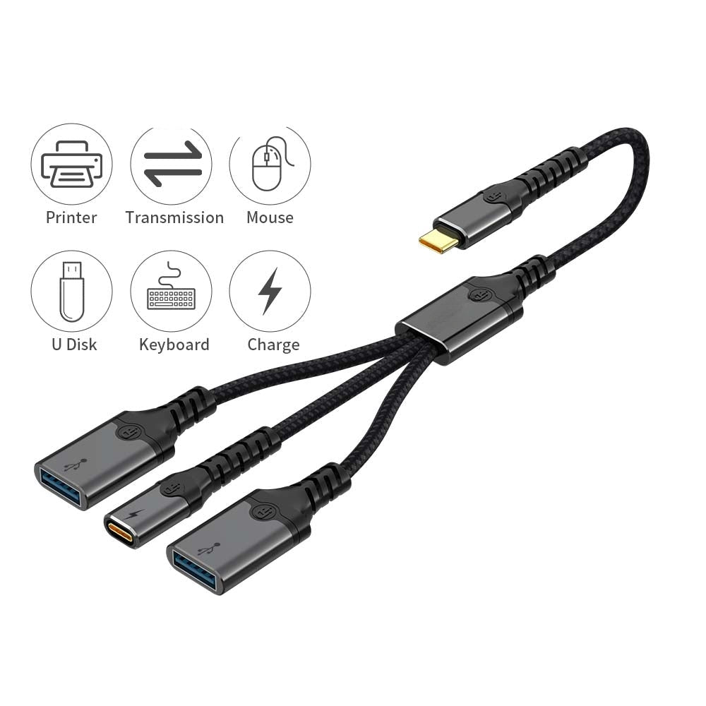 NÖRDIC USB-C -hubi 1xUSB-C PD60W 2xUSB-A