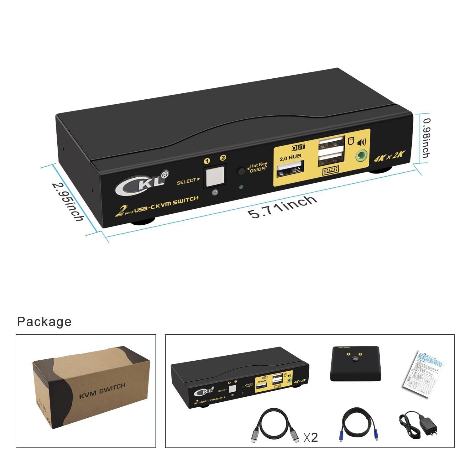 NÖRDIC 2-1 USB-C-HDMI 2.0 KVM-kytkin, 4K60Hz