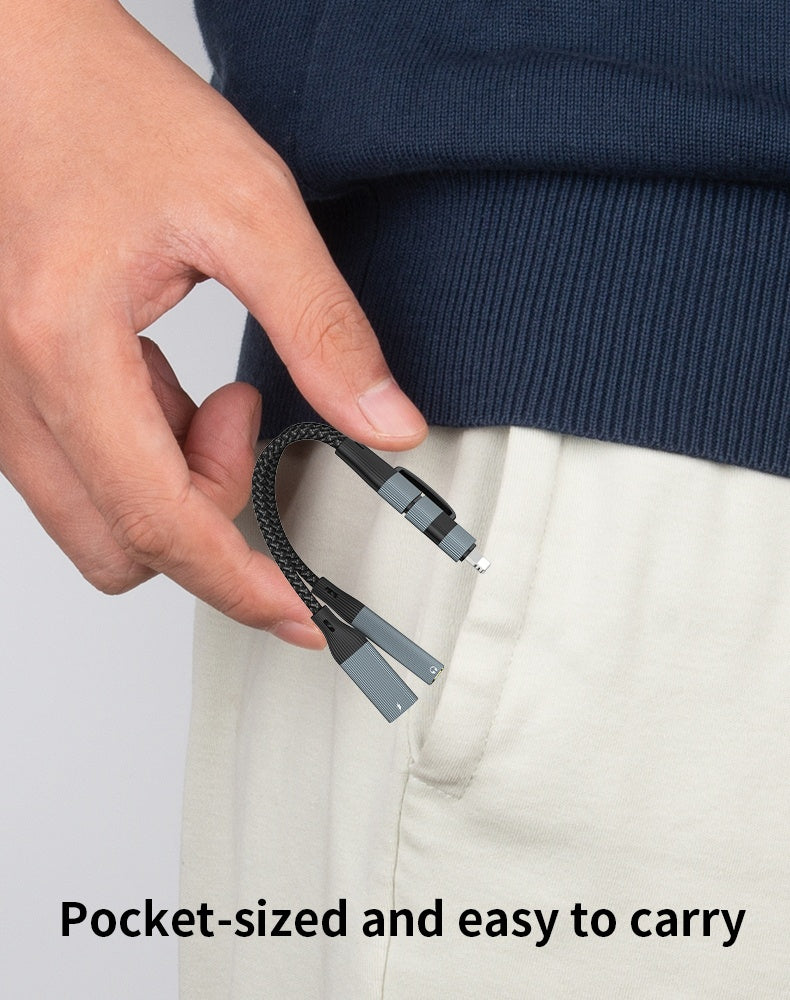 NÖRDIC USB-C+Lightning - äänikaapeli 3,5 mm PD60W USB-C 15 cm