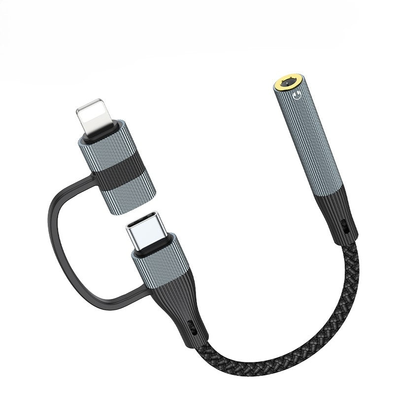 NÖRDIC USB-C/Lightning -stereo 3,5 mm-adapteri 15 cm