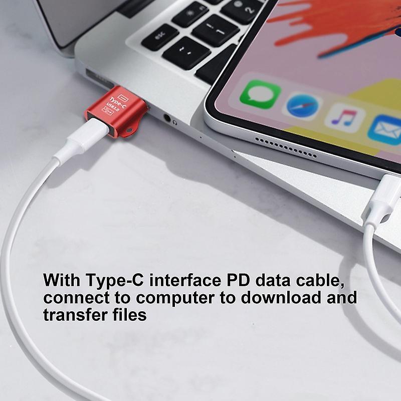 NÖRDIC USB C–OTG USB A mini -sovitin, metallia, punainen