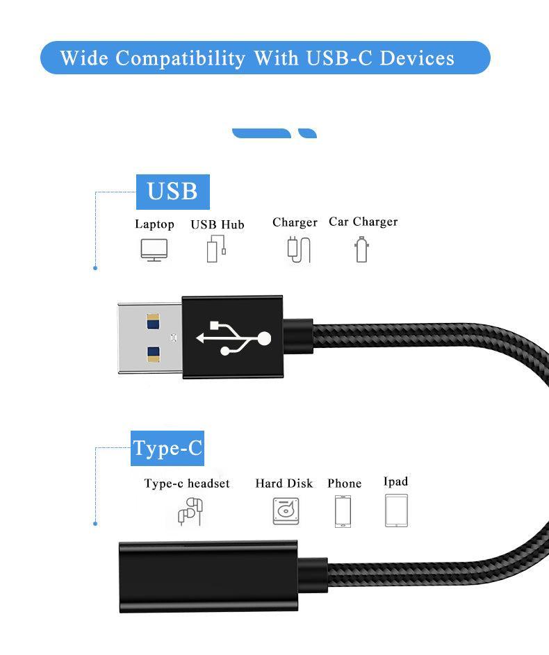 NÖRDIC USB C–OTG USB A -sovitin, metallia, musta, 50 cm