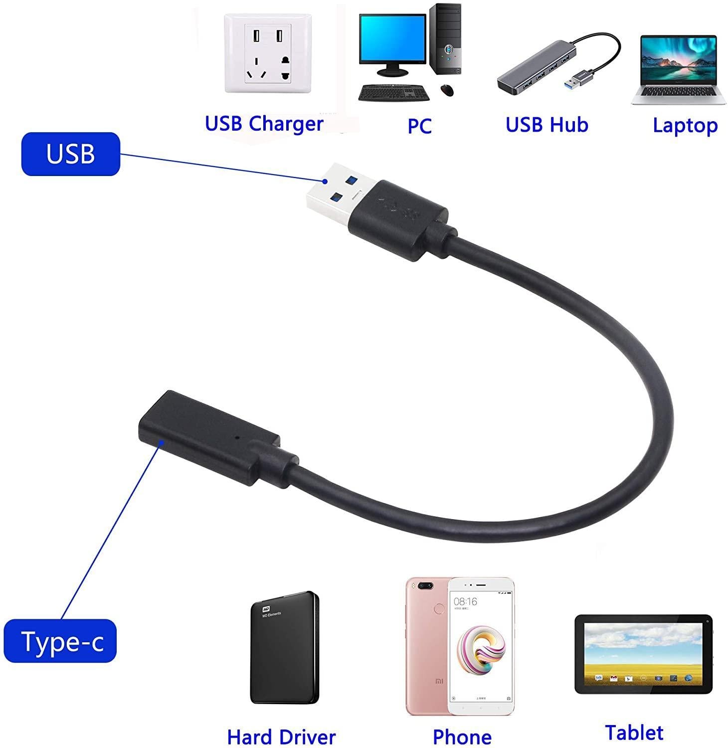 NÖRDIC USB C–OTG USB A -sovitin, metallia, musta, 50 cm