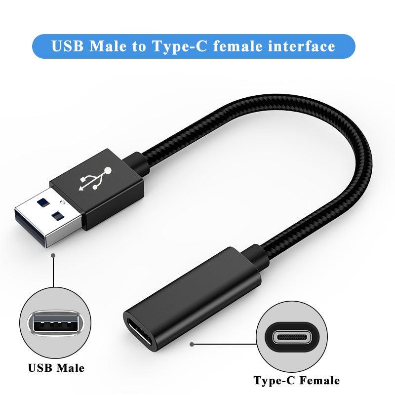 NÖRDIC USB C–OTG USB A -sovitin, metallia, musta, 50 cm