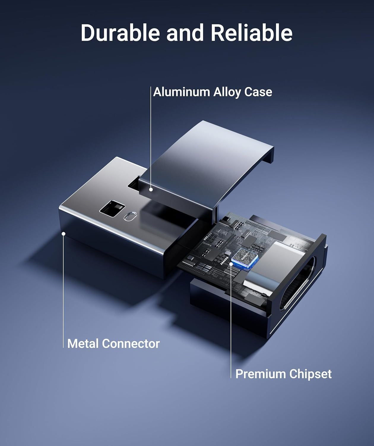 NÖRDIC USB C–OTG USB Mini -sovitin, metallinmusta