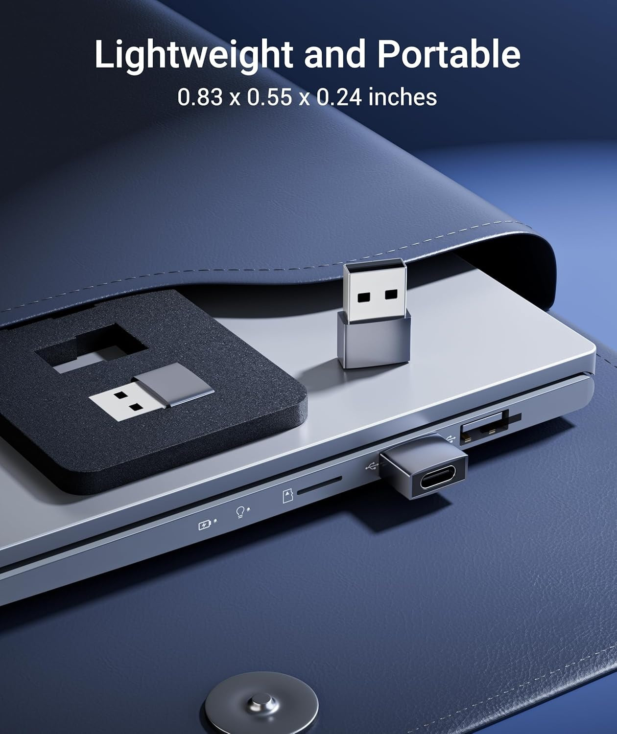 NÖRDIC USB C–OTG USB Mini -sovitin, metallinmusta