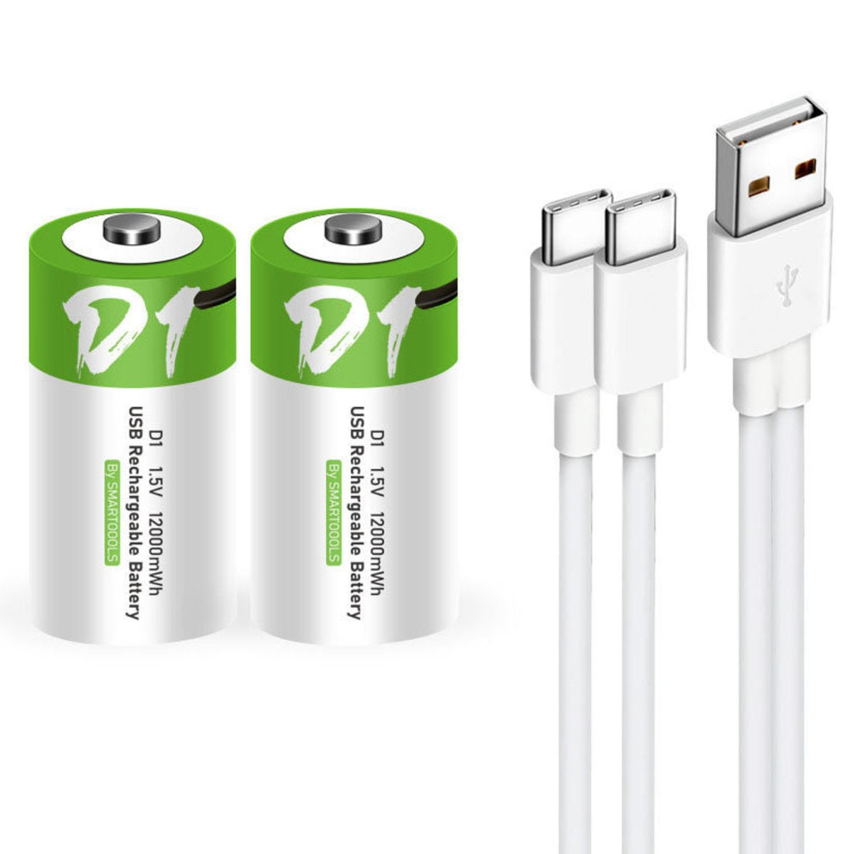 NÖRDIC USB-C Ladattavat paristot 2-pack D/LR20
