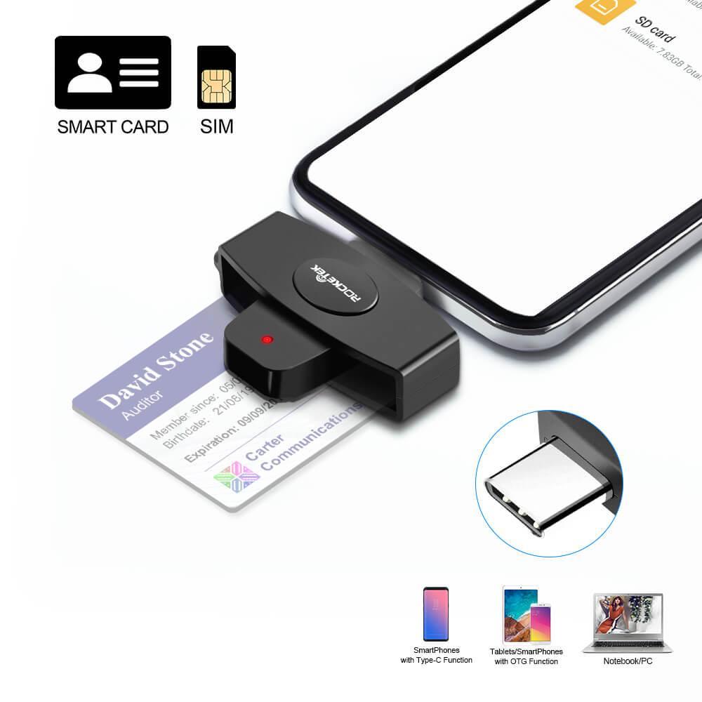 NÖRDIC USB-C Älykortti ja SIM-kortinlukija ISO7816 ID-kortti EMV-luottokortti