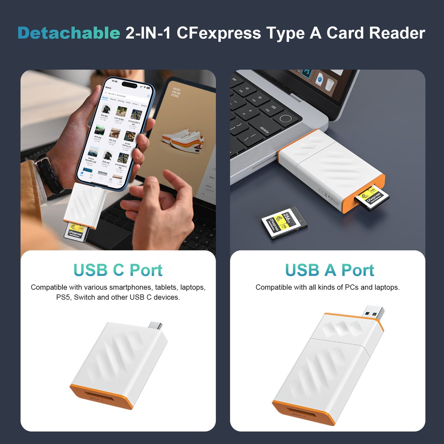 NÖRDIC USB-A, USB-C 3.0 Kortinlukija CFexpress Type A UHS-I