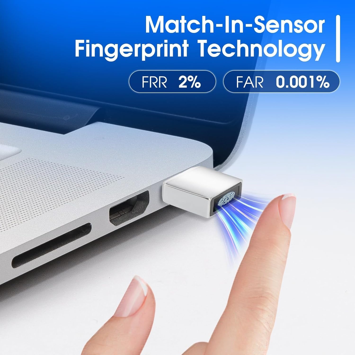 NÖRDIC USB-C Windows Hello Fingerprint Reader Biometric Scanner Plug and Play Windows 11 10 PC Laptop Fast Secure Login Authentication