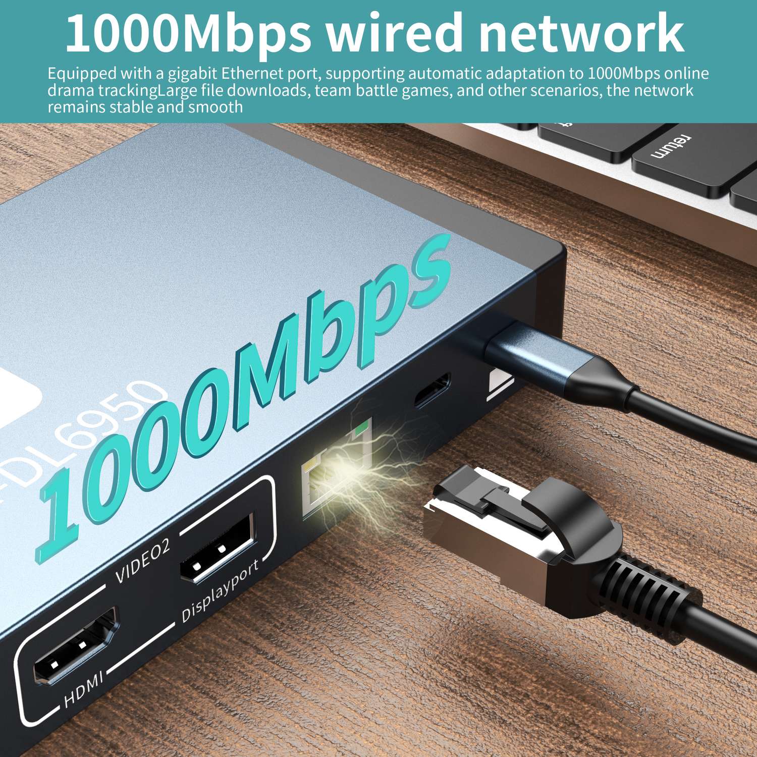 NÖRDIC USB-C docking station Display Link 1 to 17 Dual monitor 3xUSB 10G 2xUSB 5G 1xGigaLan