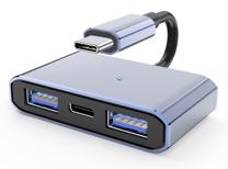 NÖRDIC USB-C -keskitin 3 porttia 2xUSB-A 3.1 5 Gbps 1xUSB-C PD10W 3.0