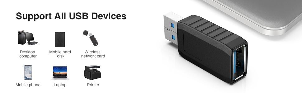 NÖRDIC USB-liitin uros-naaras USB 3.1 Type A -sovitin Superspeed 5 Gbps USB-portin laajennus