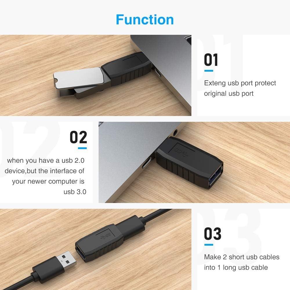 NÖRDIC USB-liitin uros-naaras USB 3.1 Type A -sovitin Superspeed 5 Gbps USB-portin laajennus