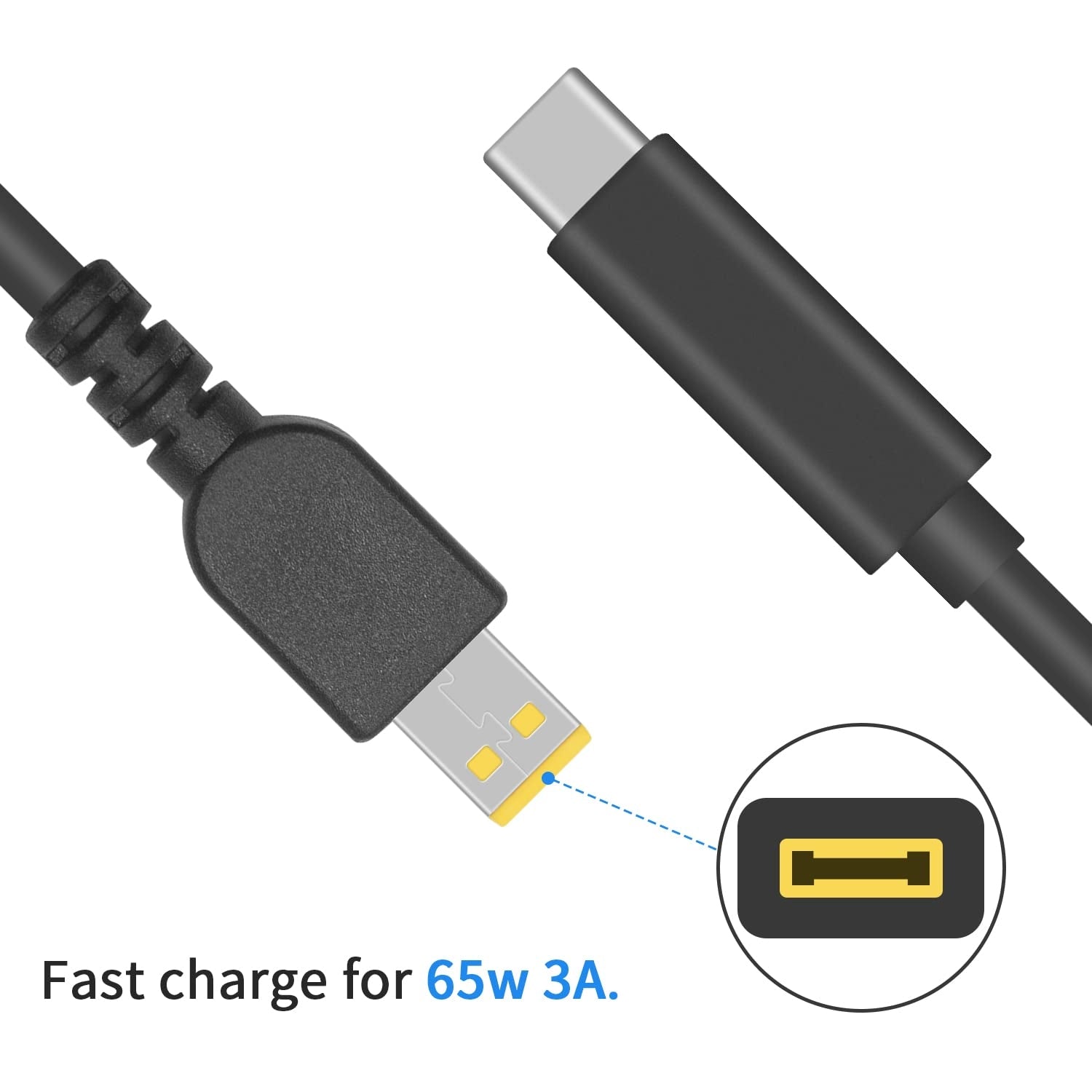 NÖRDIC USB-C - Lenovo Yellow Square -kaapeli 65W 1.5m