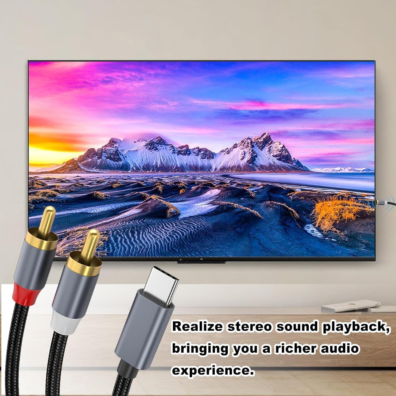 NÖRDIC USB-C–RCA äänikaapeli 3m