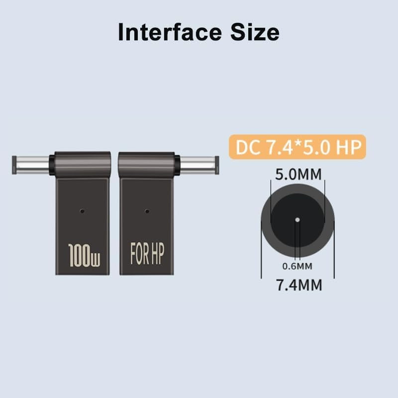 NÖRDIC USB-C – kannettavan lataussovitin, USB-C – DC-liitin, 100 W PD, DC 7,4×5,0mm HP-kannettaville