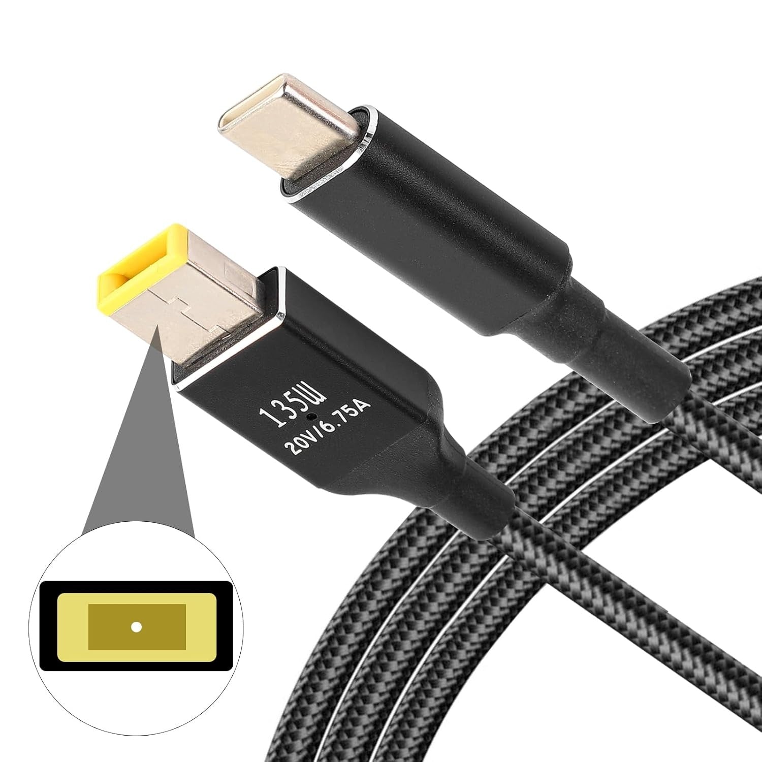 NÖRDIC USB-C - Lenovo Yellow Square -kaapeli 135W 2m
