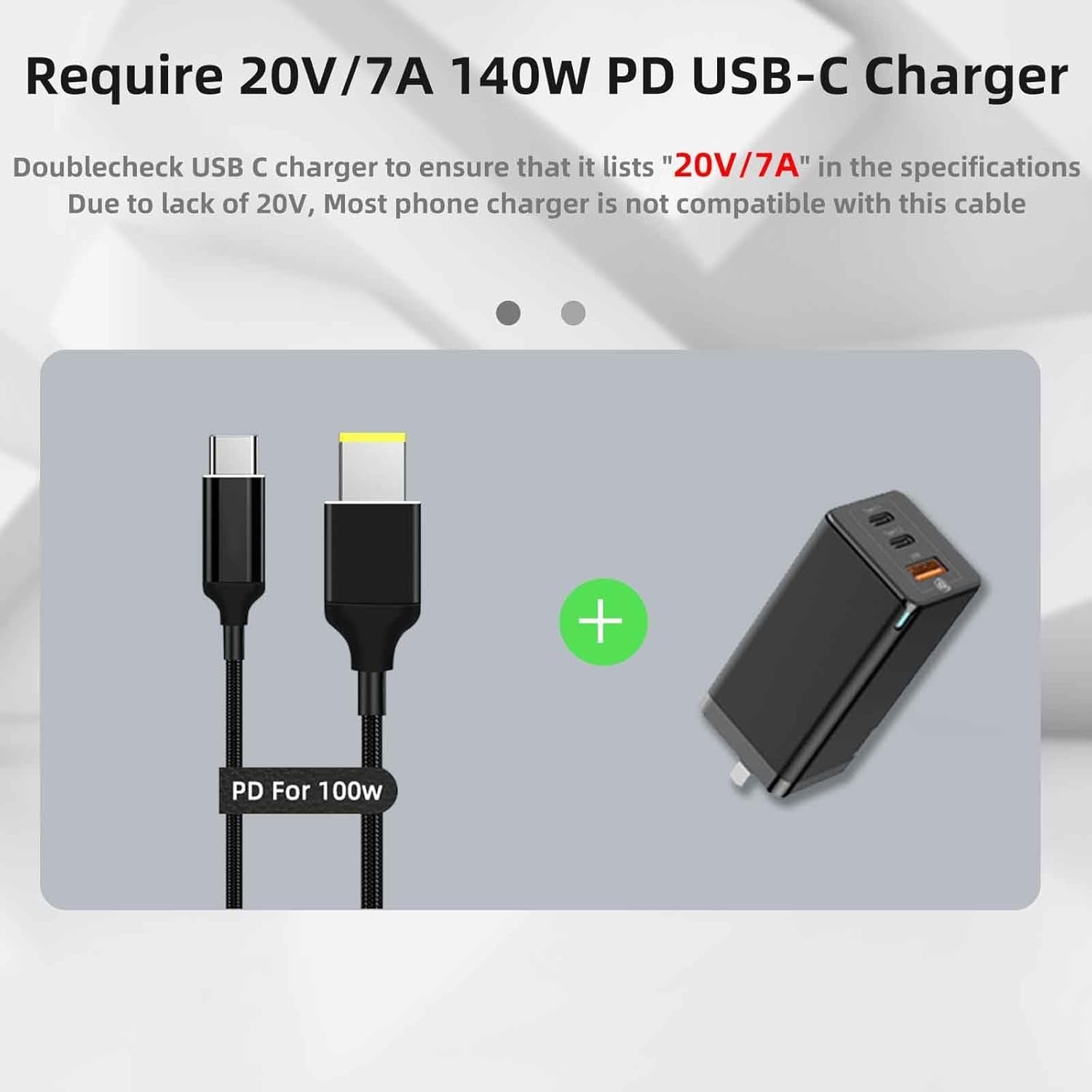NÖRDIC USB-C - Lenovo Yellow Square -kaapeli 135W 2m
