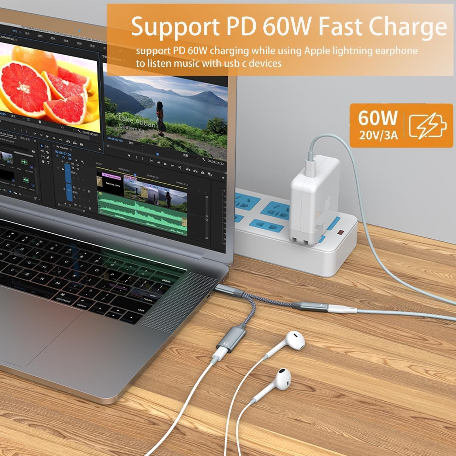 NÖRDIC USB-C – Lightning AUDIO ja PD60W-lataus