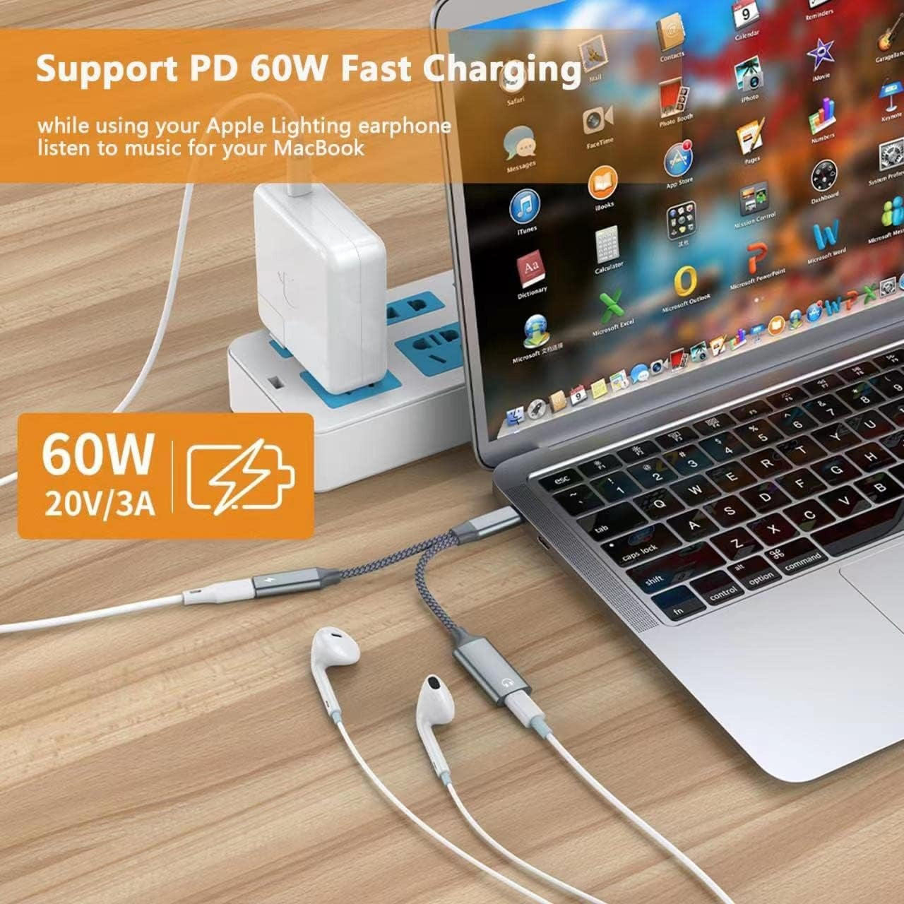 NÖRDIC USB-C – Lightning AUDIO ja PD60W-lataus