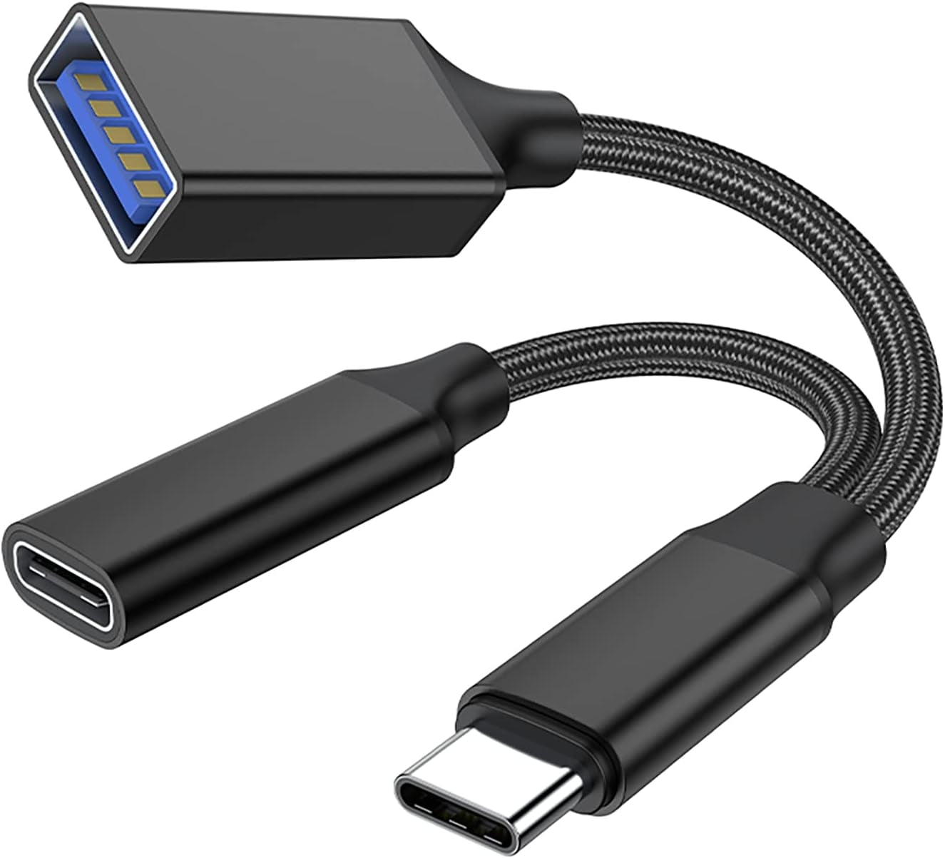 NÖRDIC USB-C – USB-A ja USB-C PD60W latausadapteri 13 cm