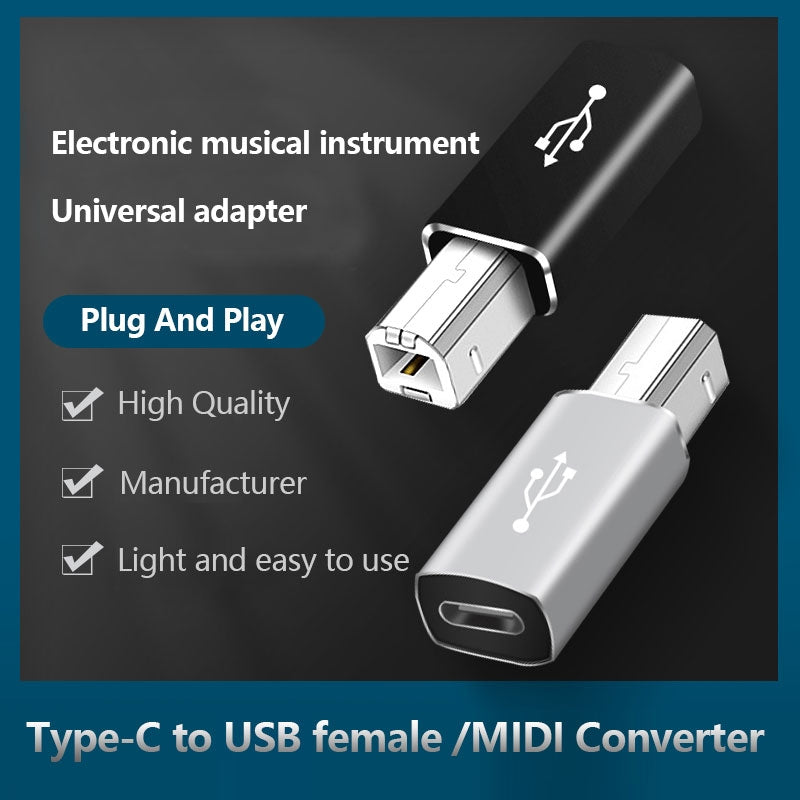 NÖRDIC USB-C - USB B -sovitin tulostimille ja MIDI-laitteille Tukee datan synkronointia