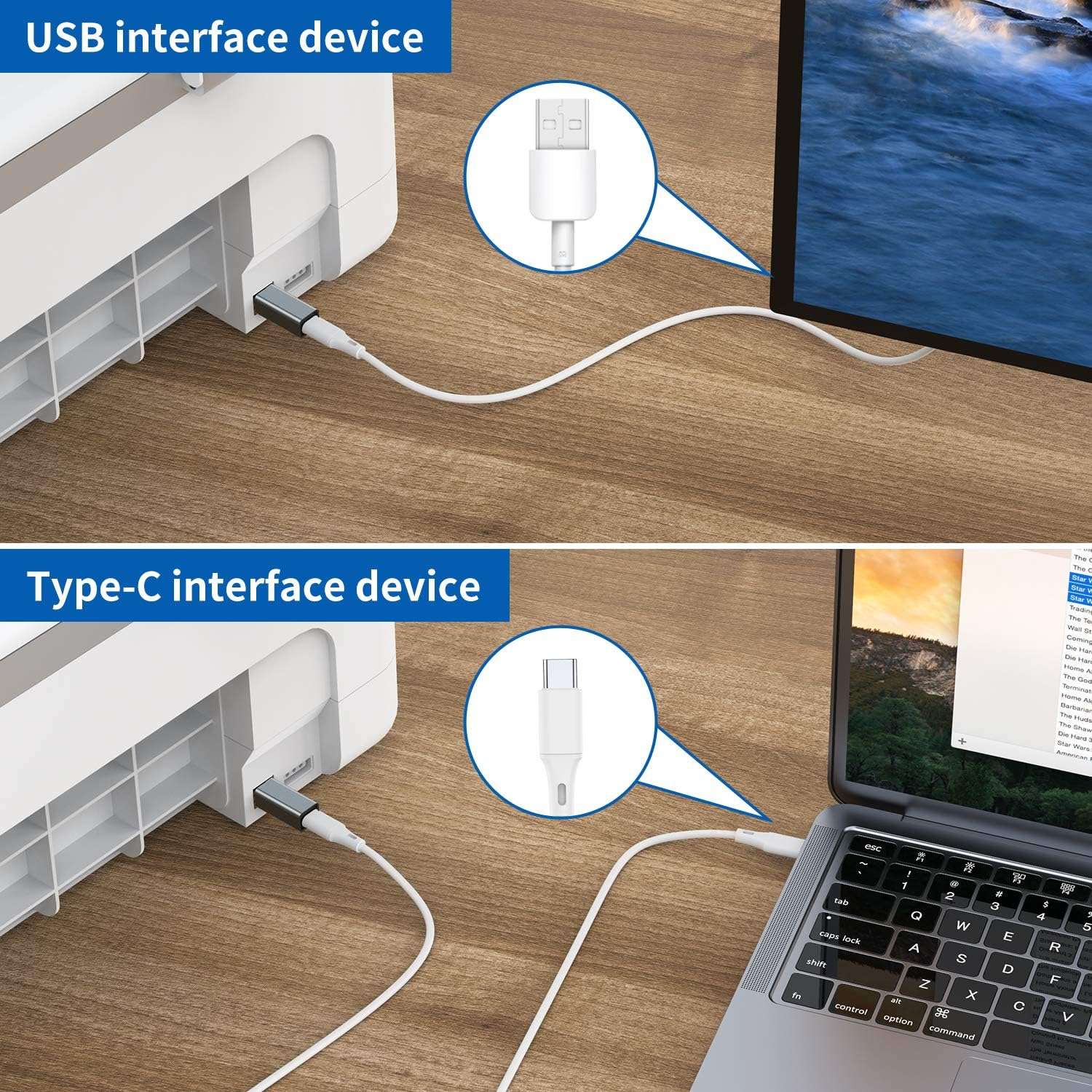 NÖRDIC USB-C - USB B -sovitin tulostimille ja MIDI-laitteille Tukee datan synkronointia