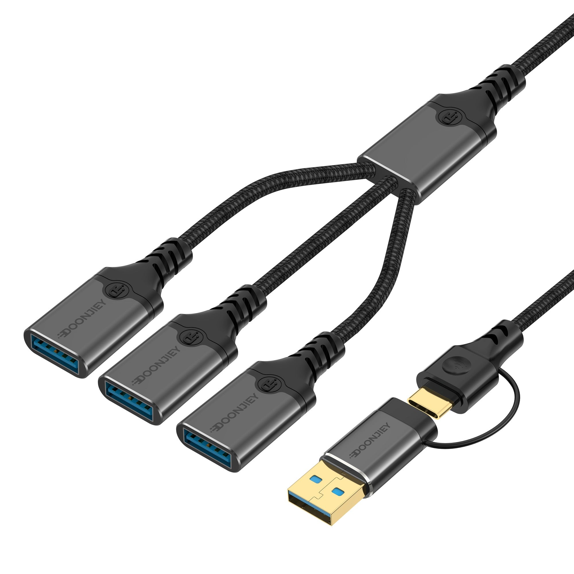 NÖRDIC USB-C/A -hubi 3xUSB-A