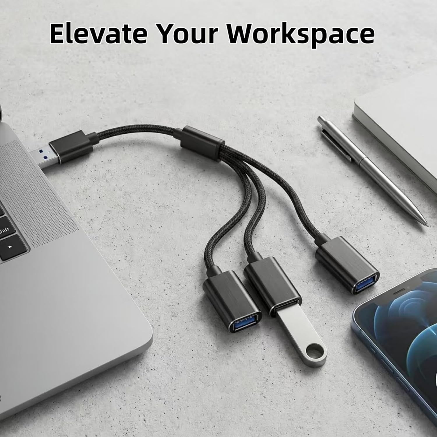 NÖRDIC USB-C/A -hubi 3xUSB-A