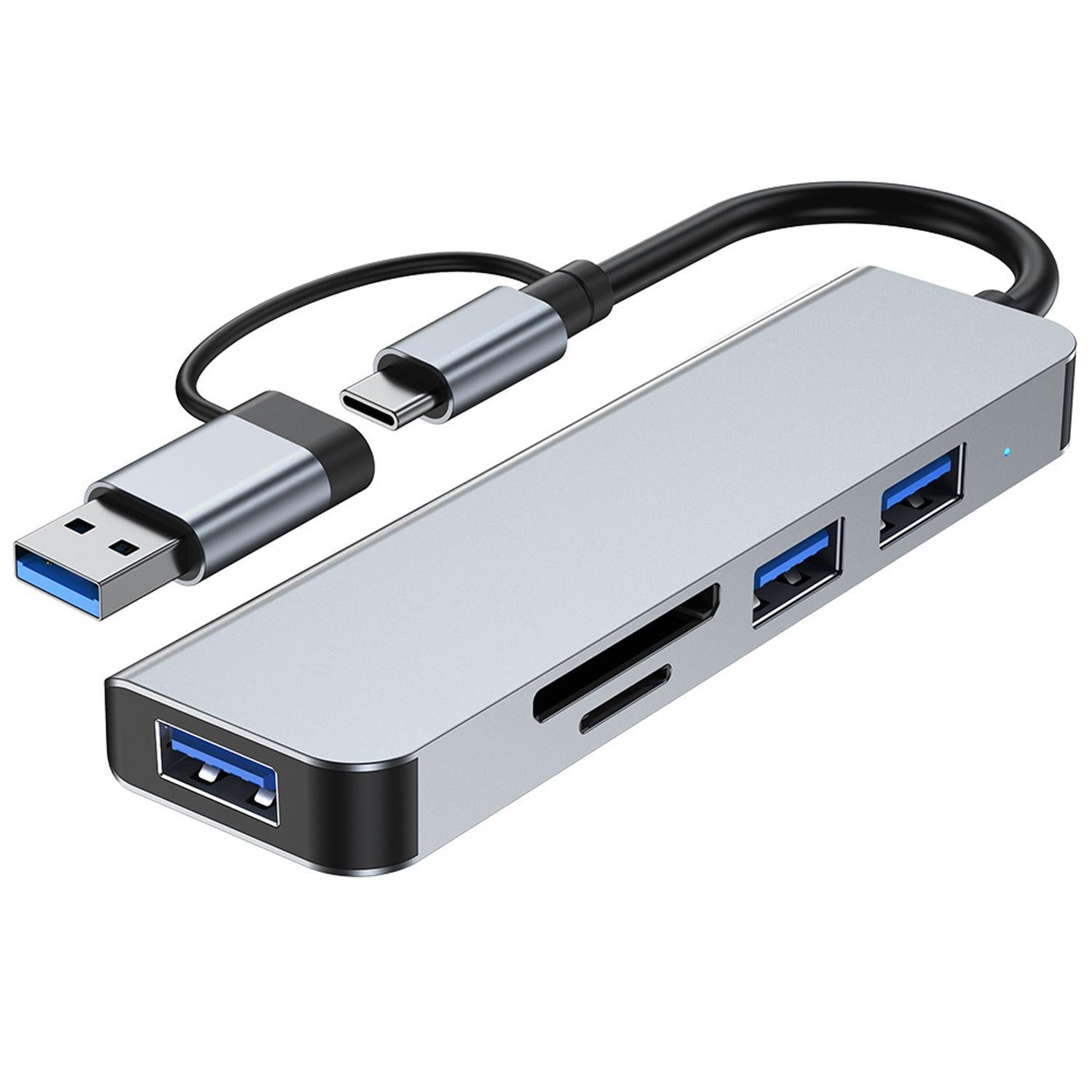 NÖRDIC USB Hub 5 porttia 2xUSB-A 2.0 1xUSB-A 3.0 1xTF 1xSD