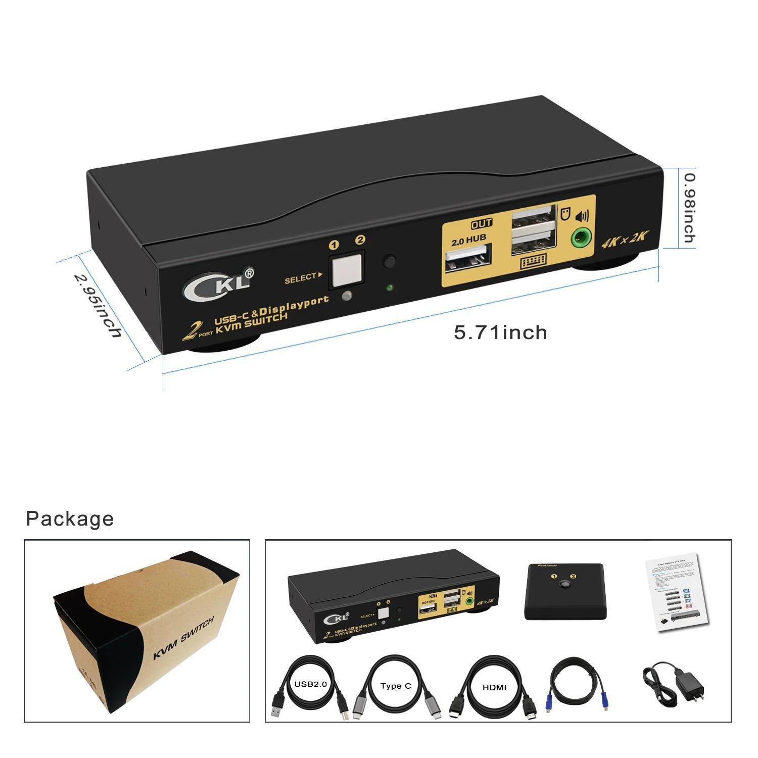 NÖRDIC USB-C + DisplayPort KVM-kytkin 4K 60Hz
