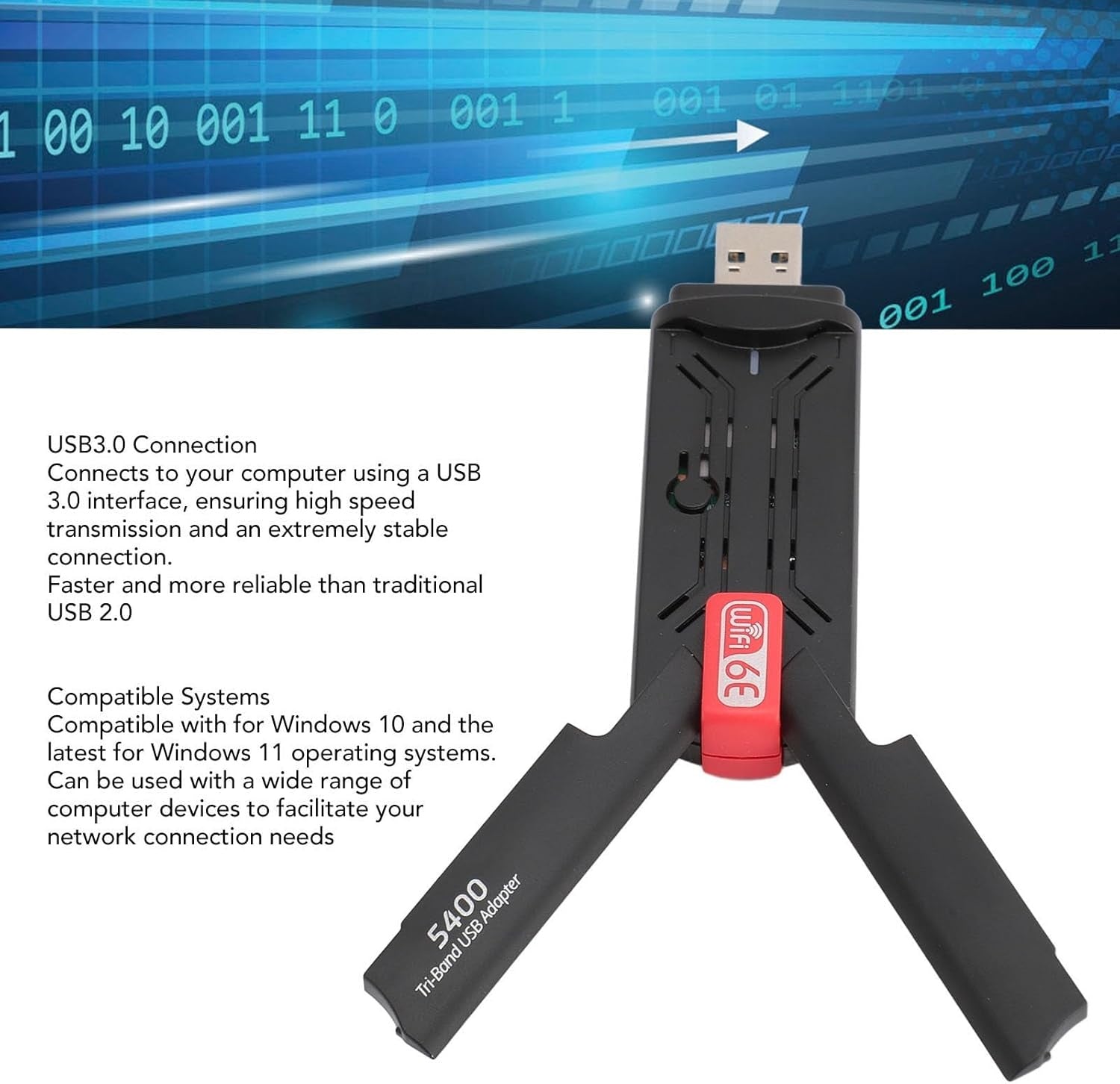 NÖRDIC USB-A WiFi-sovitin, 5400 Mbps nopea ja vakaa USB3.0 langaton verkkosovitin WiFi 6E, kannettava pöytäkoneelle