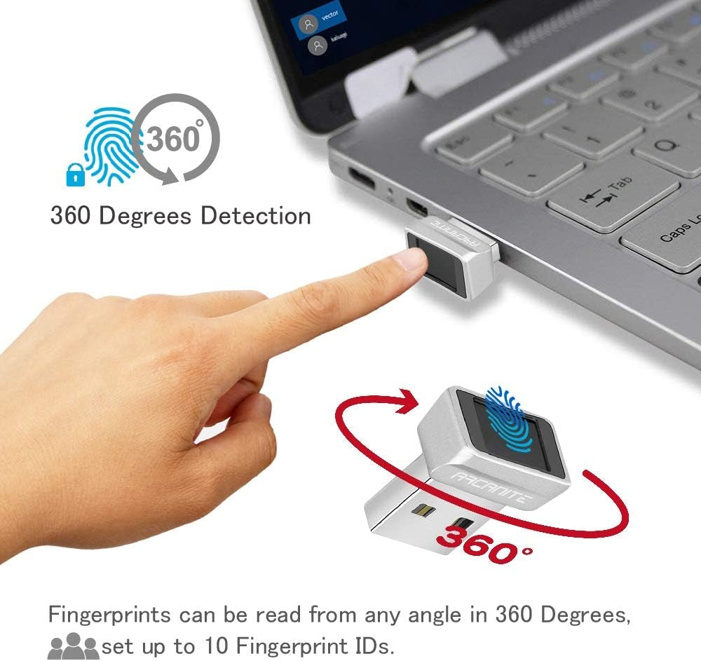 NÖRDIC USB Windows Hello Fingerprint Reader for Windows 11/10 Desktop, Laptop Security Device Login, Security Lock