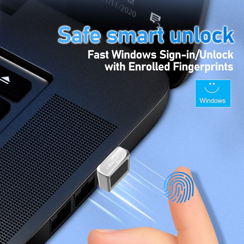 NÖRDIC USB Windows Hello Fingerprint Reader for Windows 11/10 Desktop, Laptop Security Device Login, Security Lock