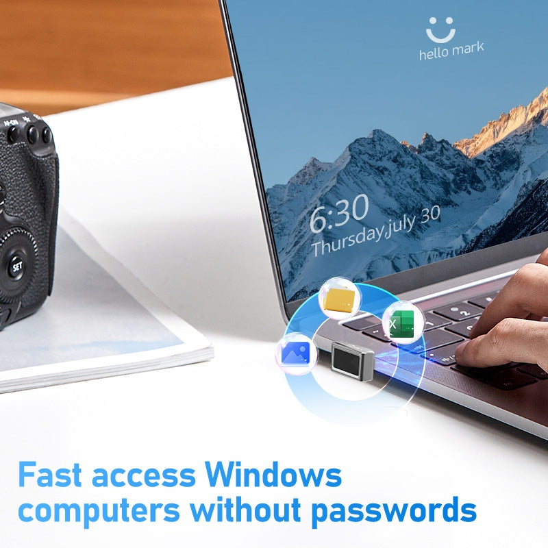 NÖRDIC USB Windows Hello Fingerprint Reader for Windows 11/10 Desktop, Laptop Security Device Login, Security Lock