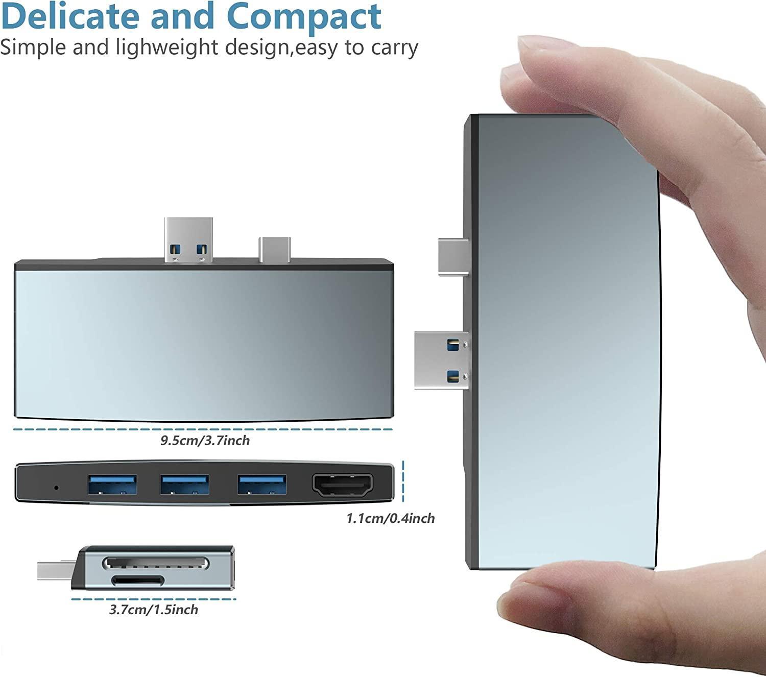 NÖRDIC USB-telakointiasema MicroSoft Surfacelle 1xHDMI4k30Hz 3xUSB-A 5Gbps ja 1xTF ja 1xSD