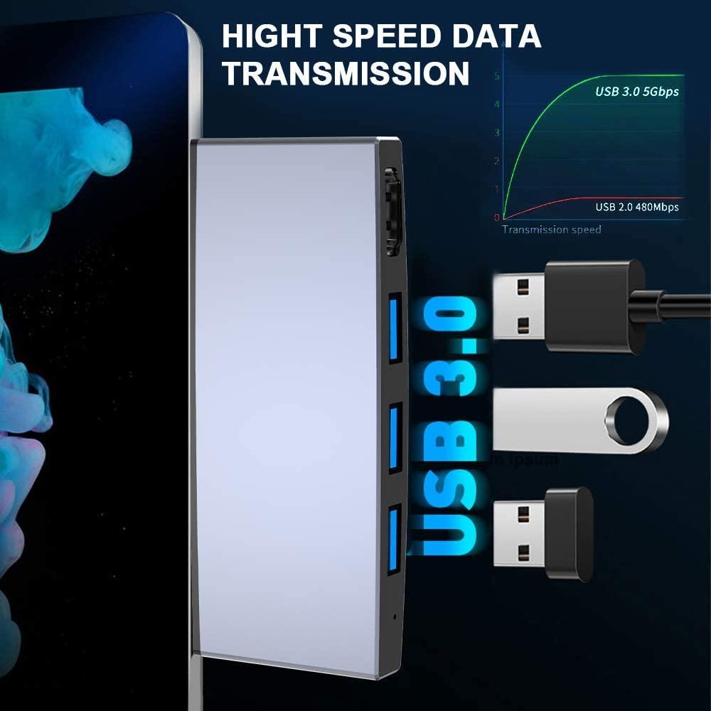 NÖRDIC USB-telakointiasema MicroSoft Surfacelle 1xHDMI4k30Hz 3xUSB-A 5Gbps ja 1xTF ja 1xSD