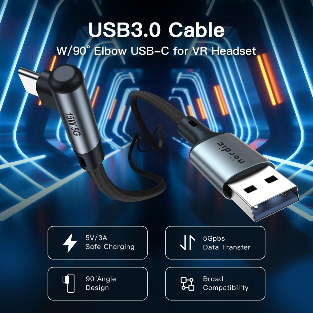 NÖRDIC VR Link -kaapeli 5 m USB3.2 Gen1 USB-C - 5 Gbps 3A nopea lataus Quest 2 Super Speed USB Musta