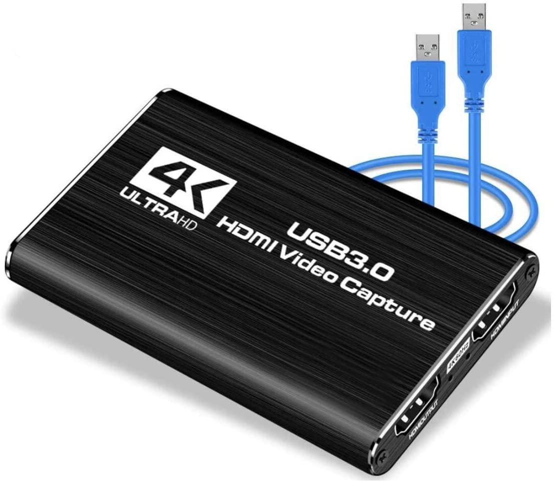 NÖRDIC Videokaappaussovitin USB3.0 HDMI-lähtö 4K 60Hz HDMI silmukkamikrofonilla ja audioulostulolla HDMI signaalin silmukkalähtö