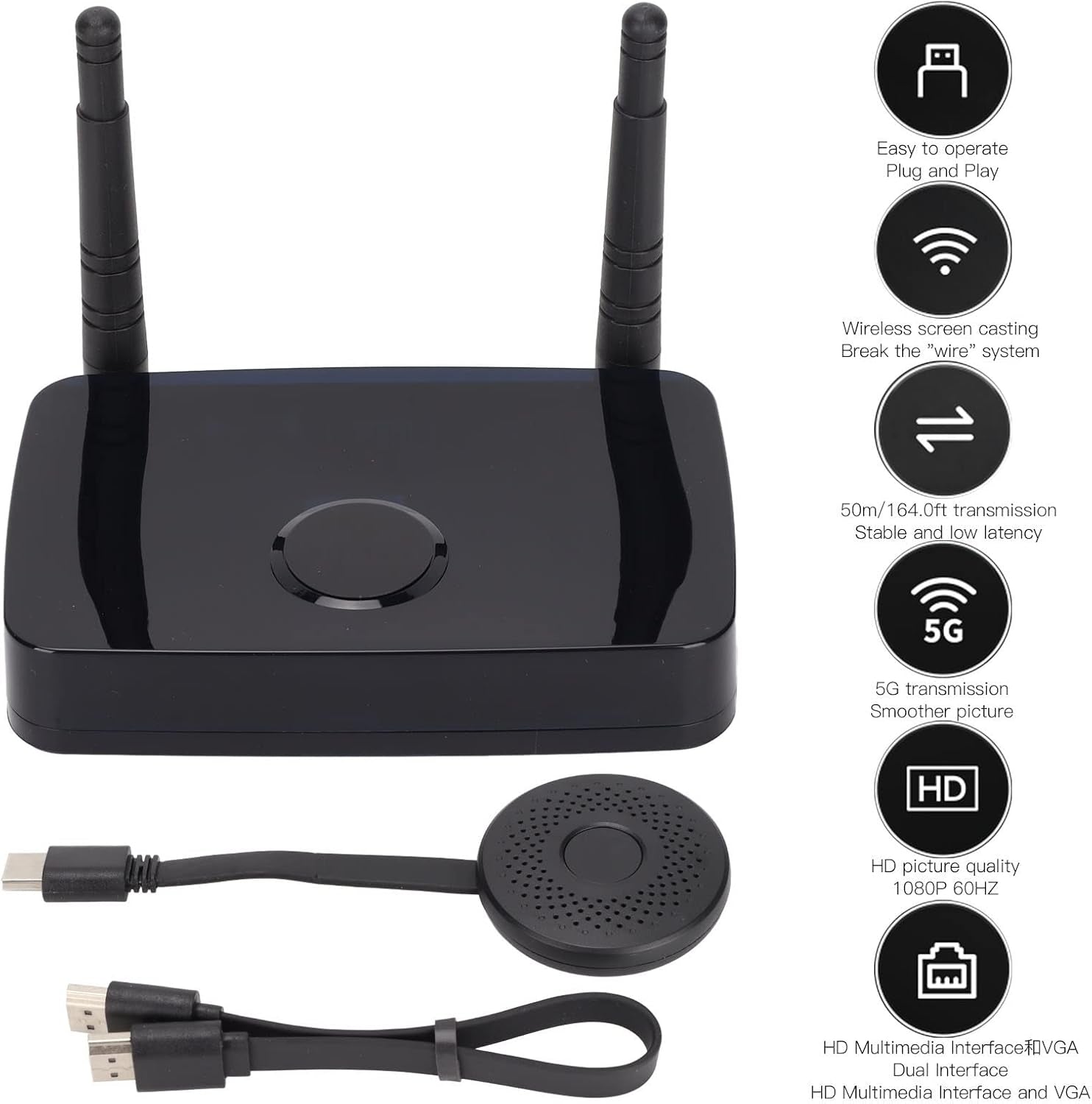NÖRDIC Langaton HD 1080P Multimedia Interface Lähetin ja Vastaanotin Sarja, Tukee 5G- ja 2.4G-kaksoistaajuus-WiFi-yhteyttä