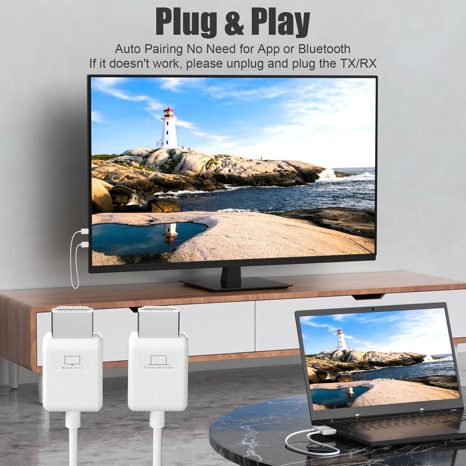 NÖRDIC Langaton HDMI-laajennin Lähetin ja Vastaanotin Paketti, 30m 1080p Tuki 5GHz