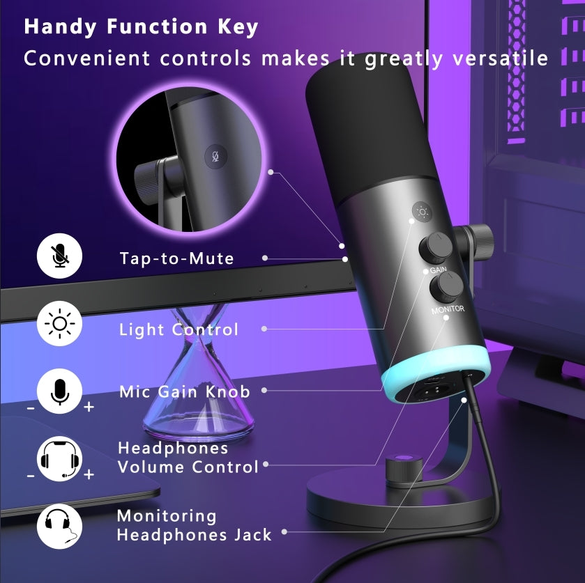 NÖRDIC XLR/USB dynaaminen mikrofonisetti, RGB-säädettävä mikrofonipuomistandardi suoratoistoon, pelaamiseen, voice-overiin ja äänitykseen