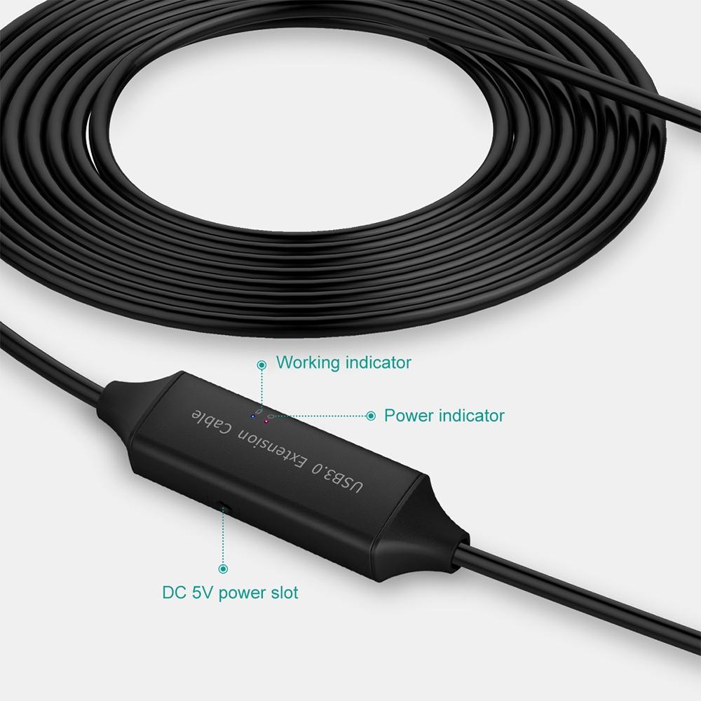 NÖRDIC aktiivinen 10m USB-C 3.0 SuperSpeed 5Gbps jatkokaapeli uros-naaras