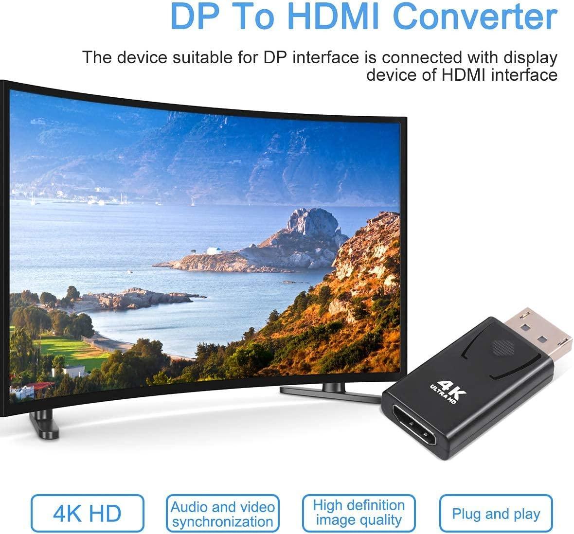 NÖRDIC aktiivinen sovitin Displayport1.2 uros HDMI1.4b naaras 4K 60Hz Eyefinity musta