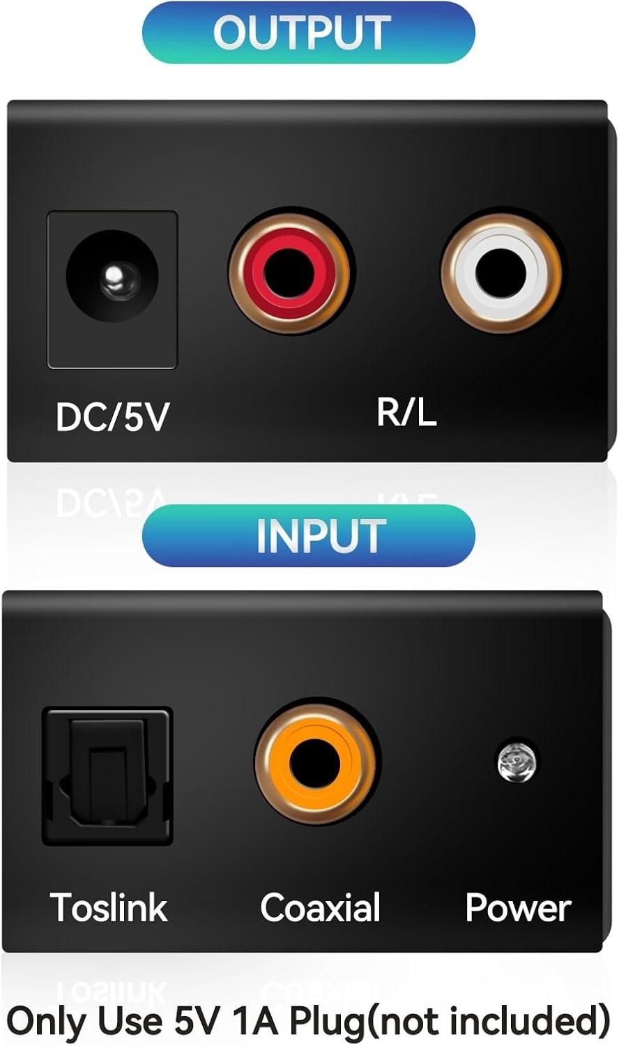 NÖRDIC audiomuunnin digitaalisesta analogiseen, Mini DAC, Toslink ja koaksiaali, RCA L/R -audio, Metal D/A -muunnin